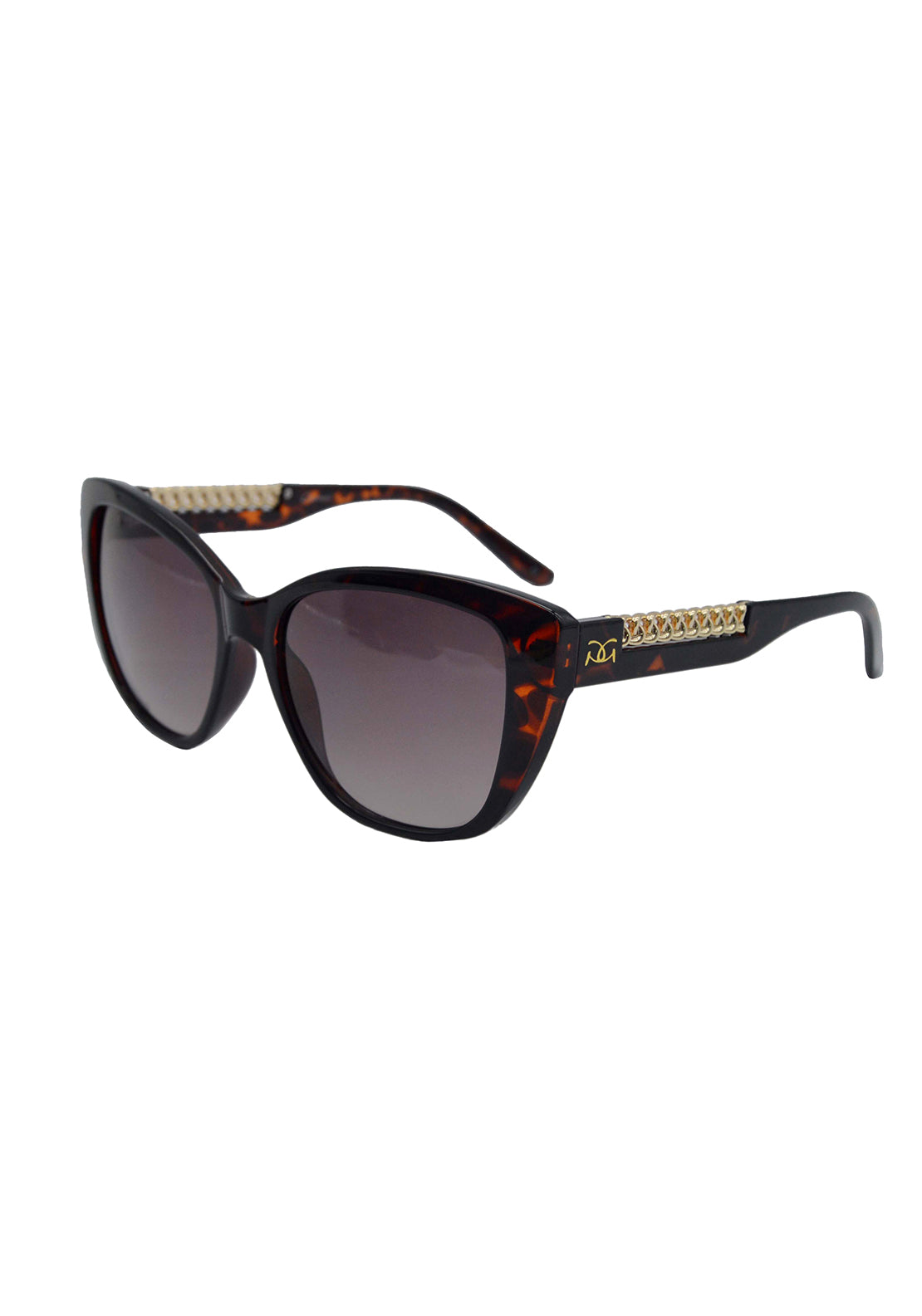 Gionni Large Plastic Wayfer Sunglasses With Chain Side Arm Detail-Smoke - Brown 1 Shaws Department Stores