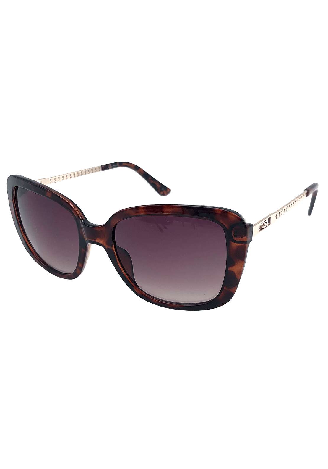 Gionni Medium Plastic Sunglasses with metal Arm Cut Out Double G Logo-Brown - Brown 1 Shaws Department Stores
