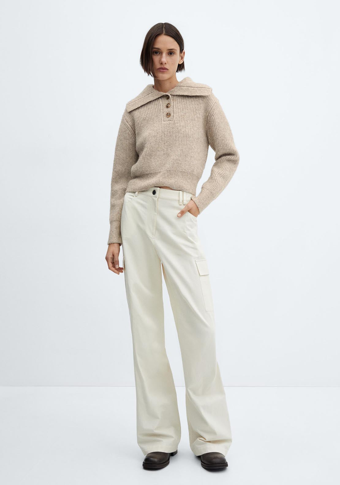 Mango Camp-collar knit sweater 2 Shaws Department Stores