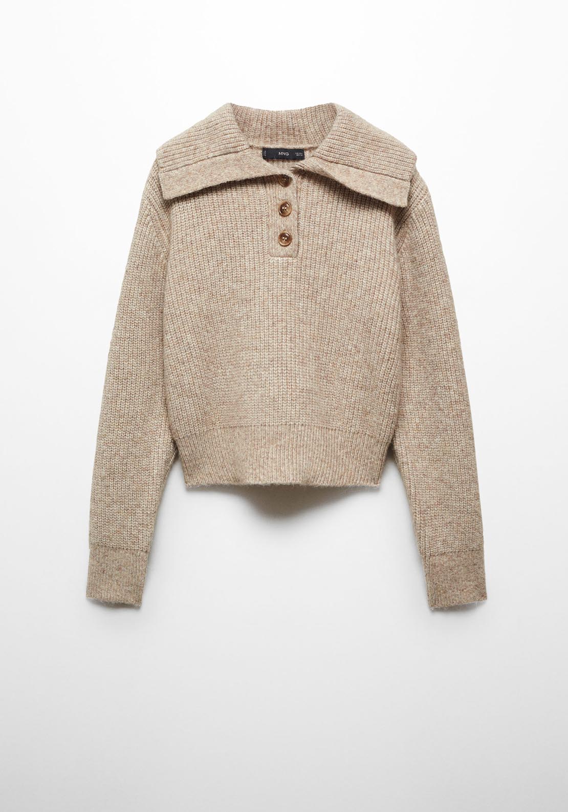 Mango Camp-collar knit sweater 7 Shaws Department Stores