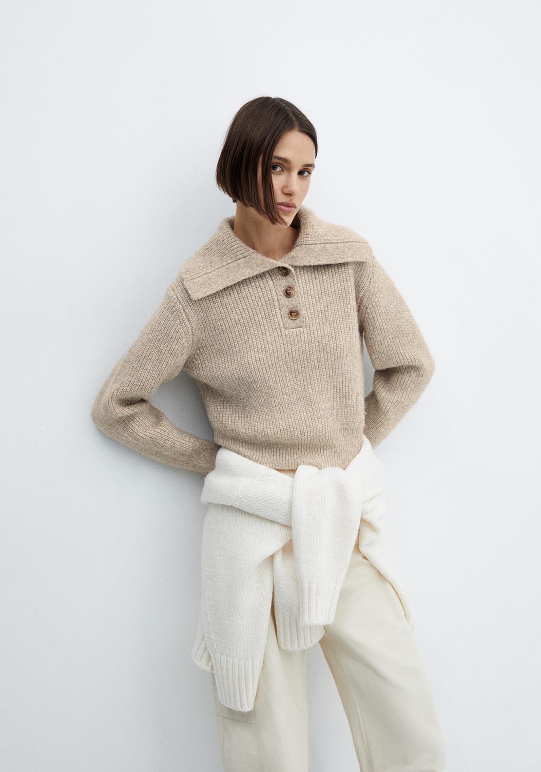 Mango Camp-collar knit sweater 5 Shaws Department Stores