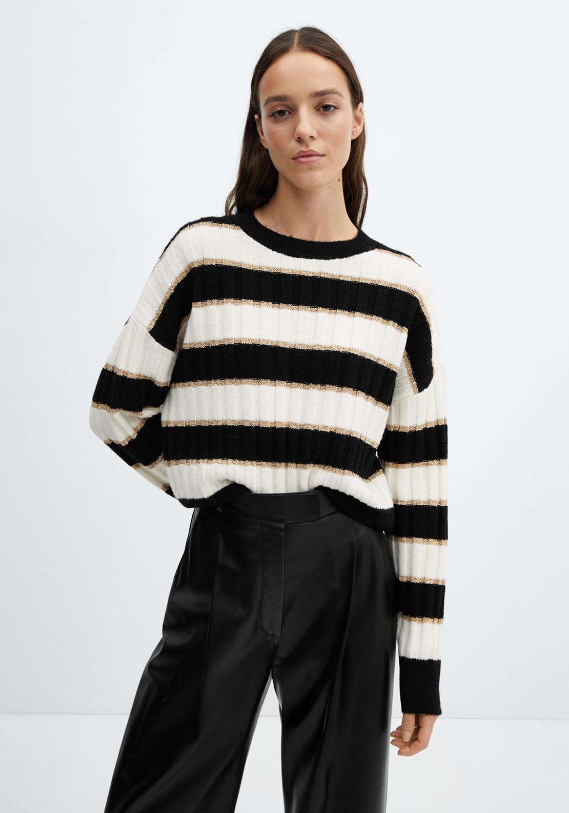 Mango Lurex details striped sweater 1 Shaws Department Stores