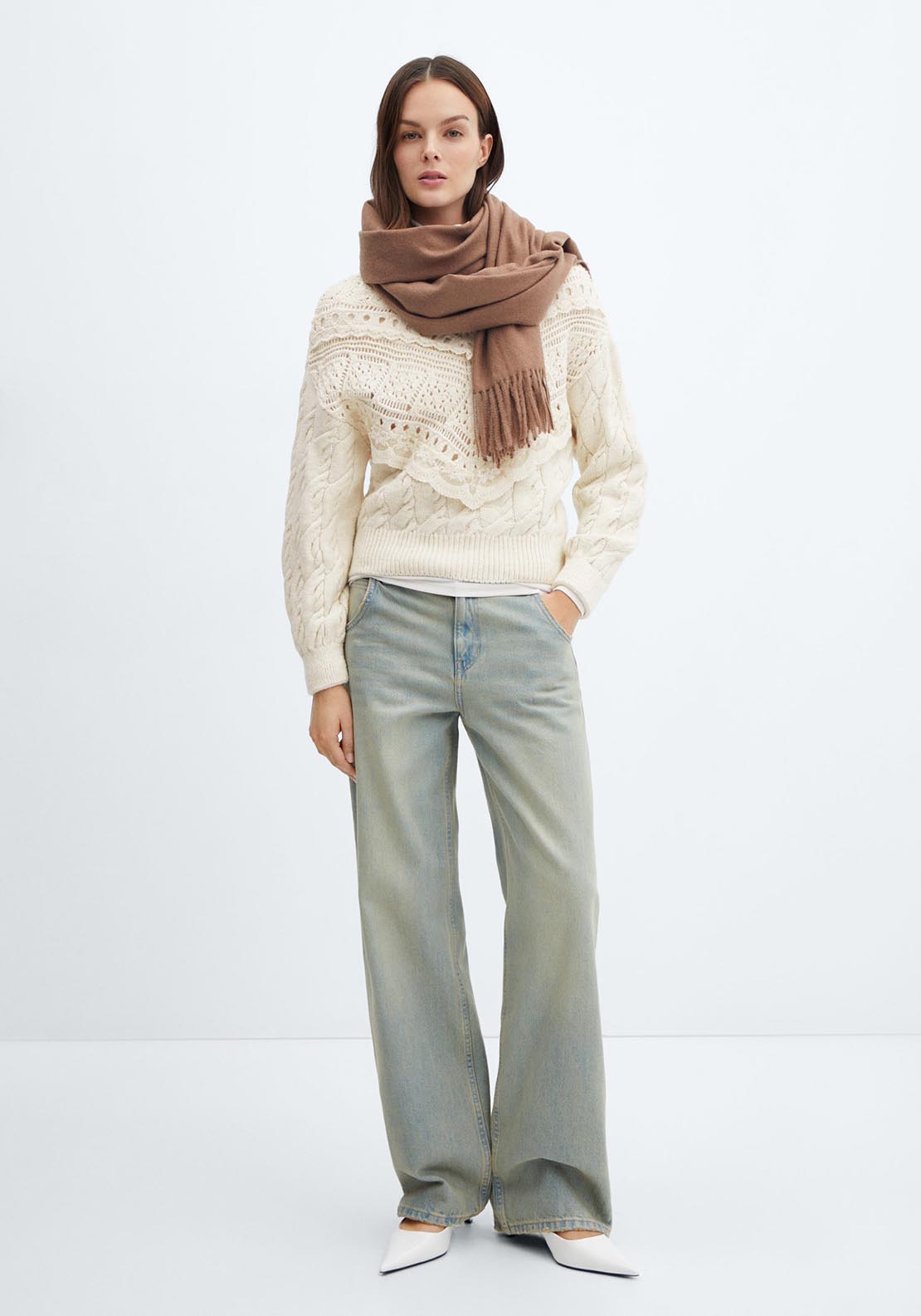 Mango Knitted sweater with openwork details 3 Shaws Department Stores