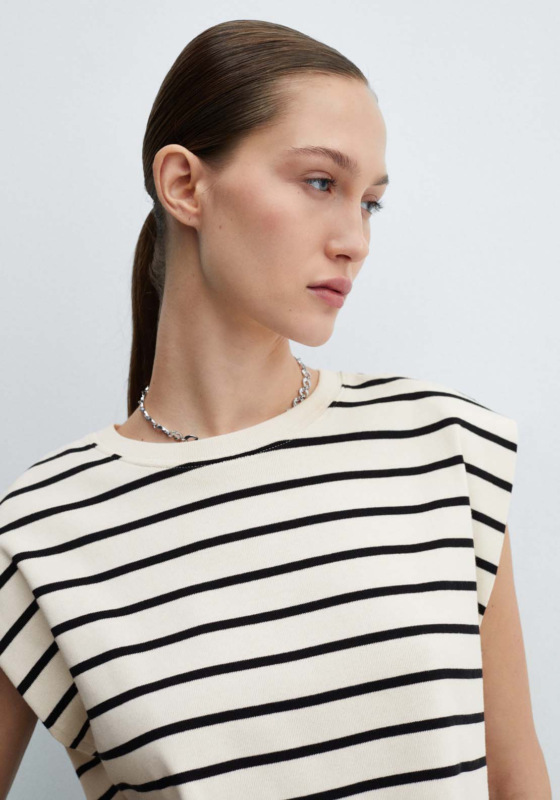Mango Shoulder pad stripped t-shirt 3 Shaws Department Stores
