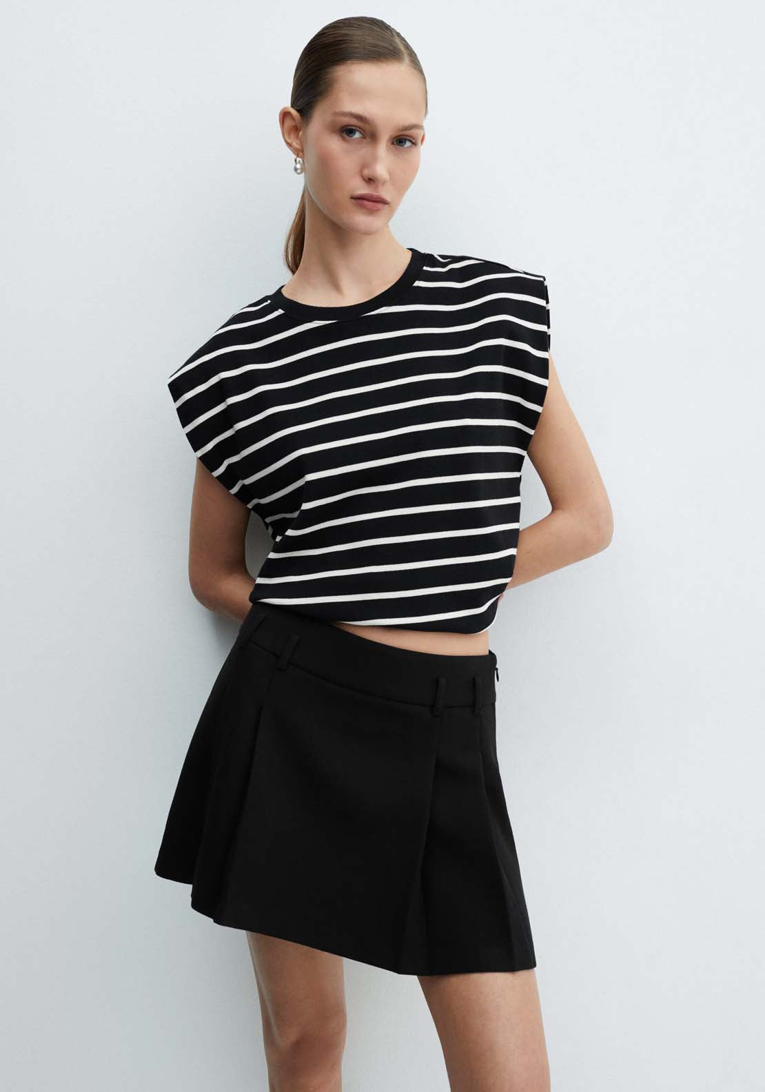 Mango Shoulder pad stripped t-shirt 1 Shaws Department Stores