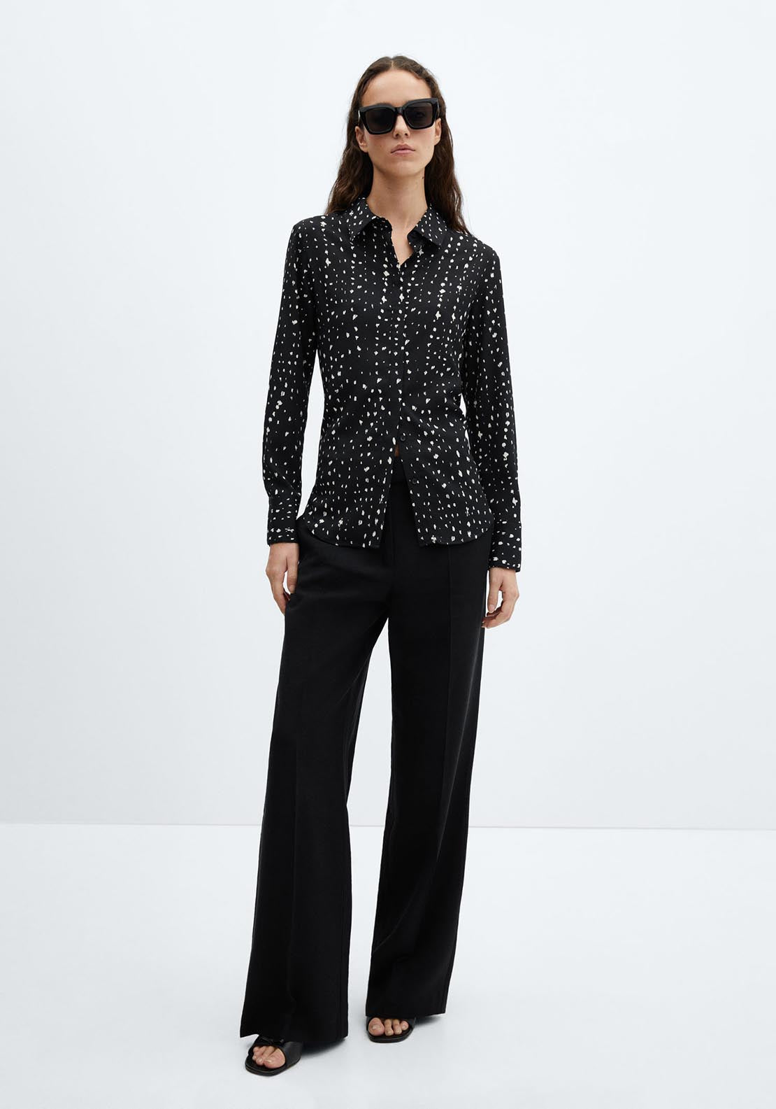 Mango Buttoned flowy shirt 2 Shaws Department Stores
