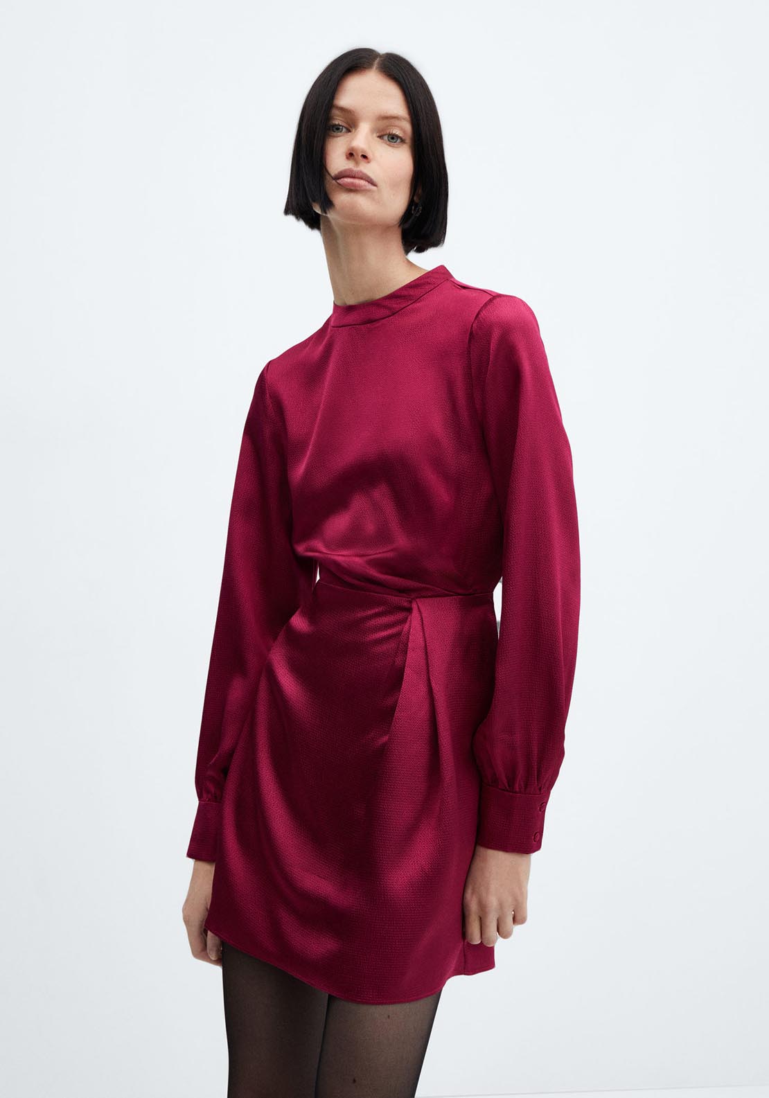 Mango Puffed sleeves satin dress 5 Shaws Department Stores