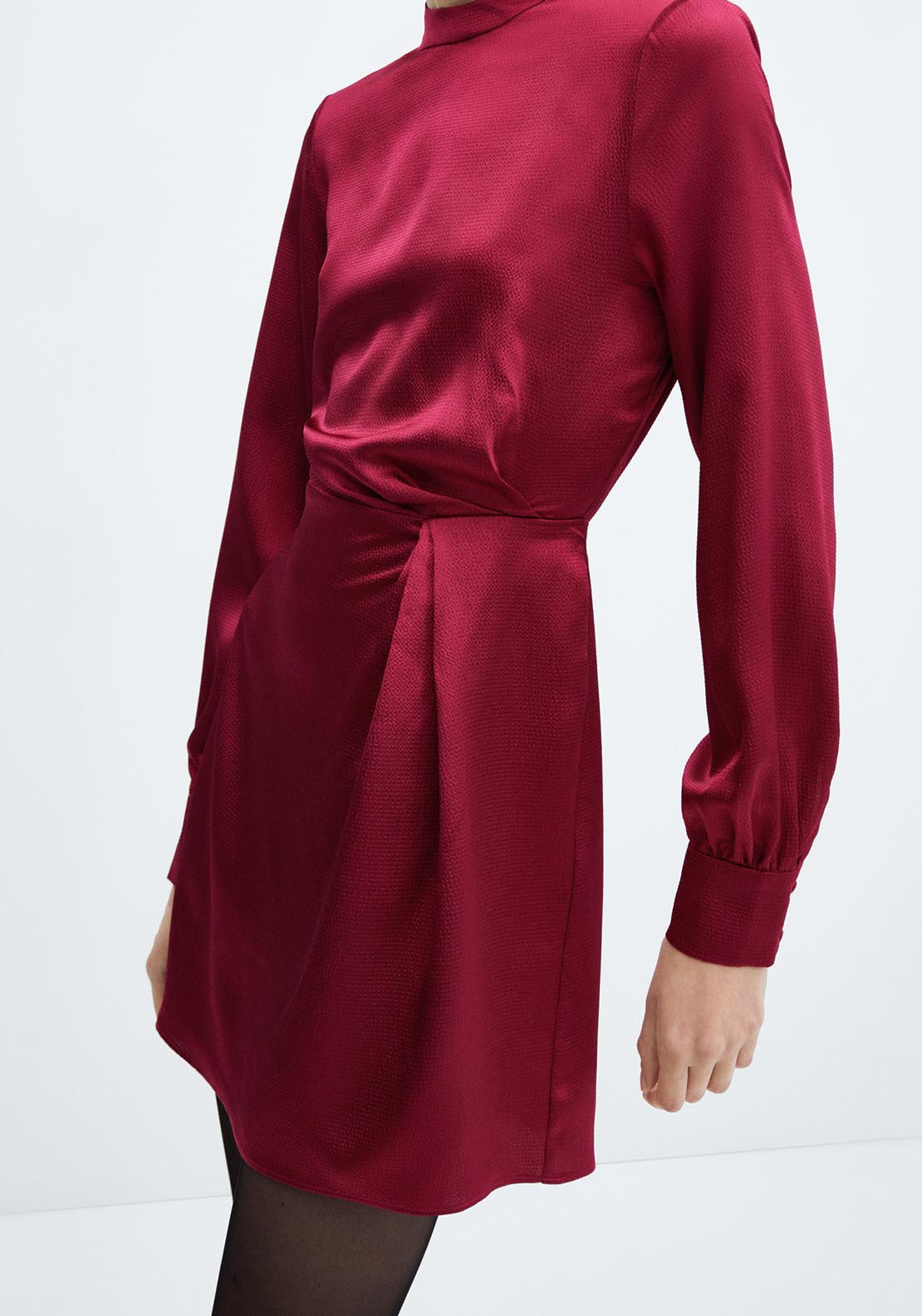 Mango Puffed sleeves satin dress 3 Shaws Department Stores
