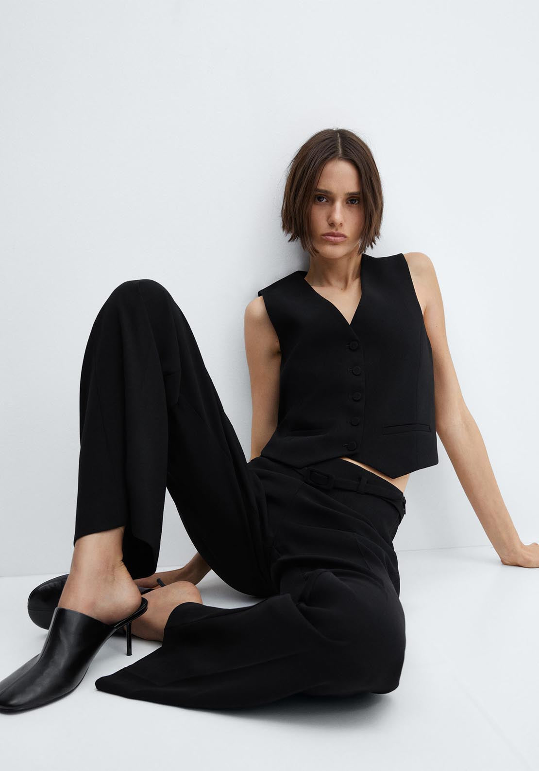 Mango Wideleg trousers with belt 2 Shaws Department Stores