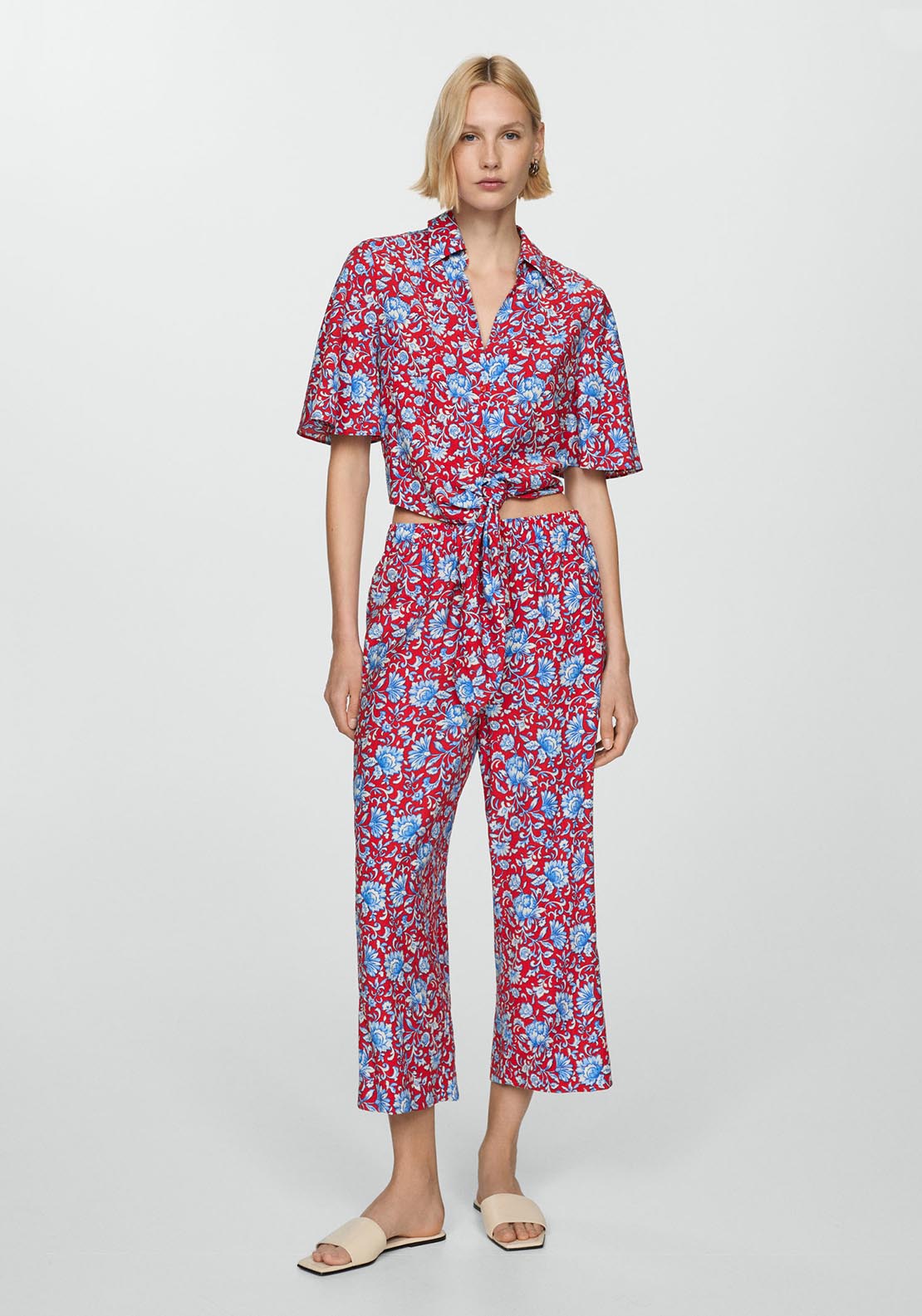 Mango Floral-print shirt with knot detail 2 Shaws Department Stores