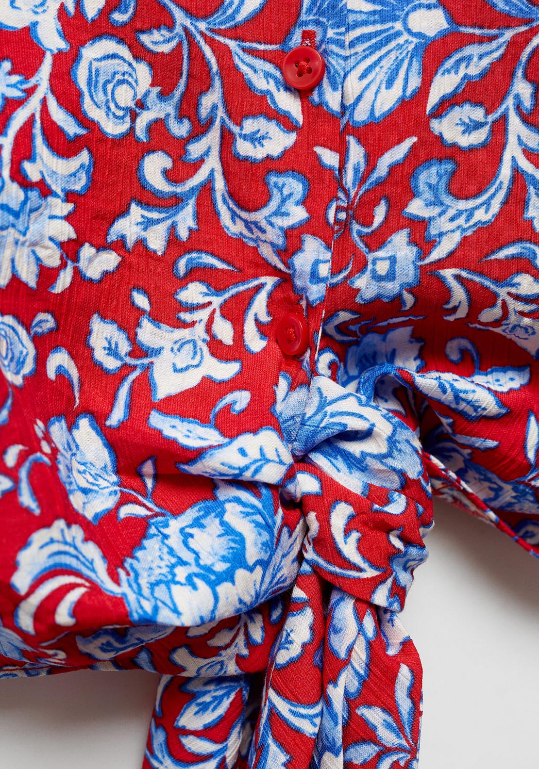 Mango Floral-print shirt with knot detail 6 Shaws Department Stores