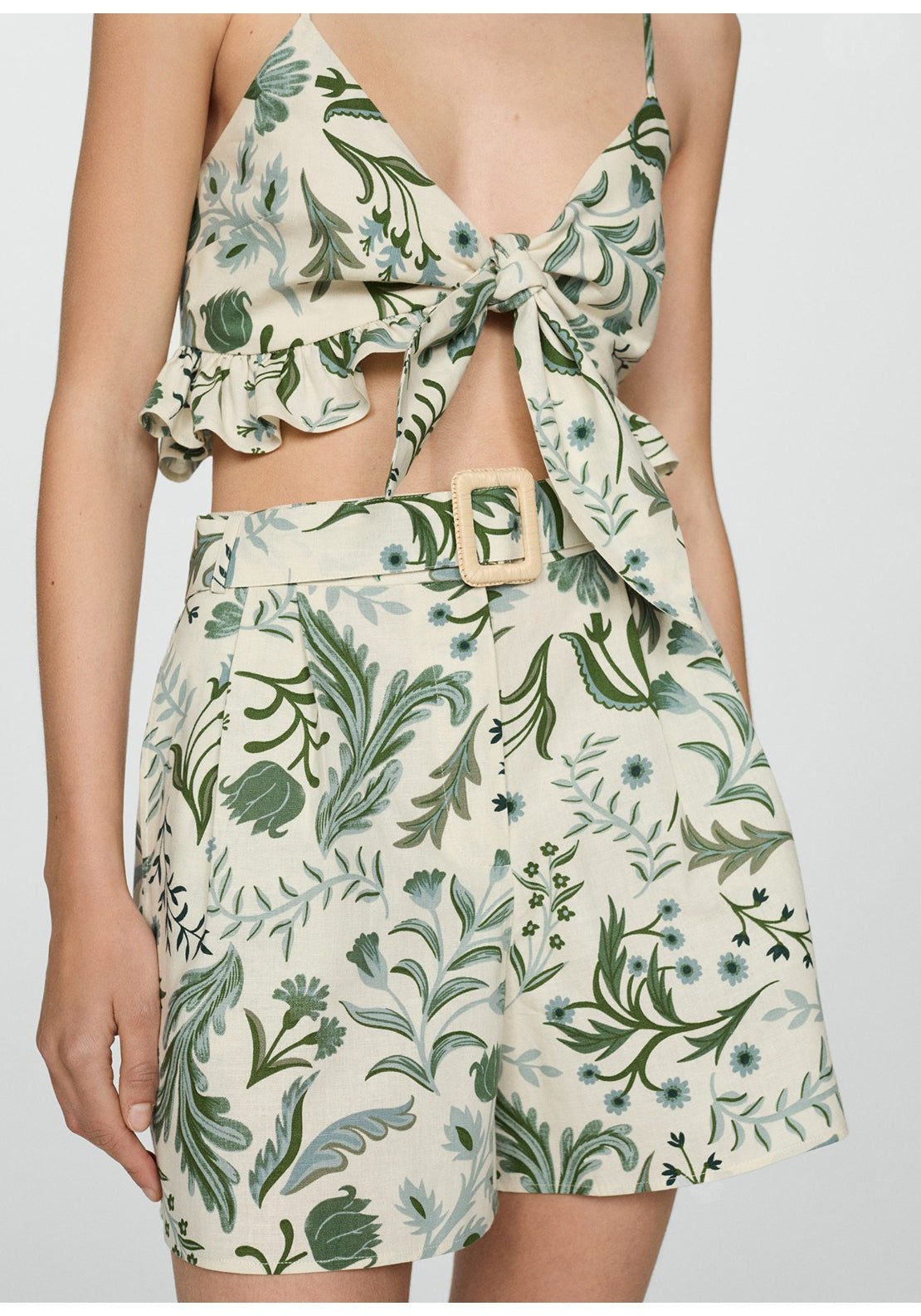 Mango Printed shorts with belt 2 Shaws Department Stores