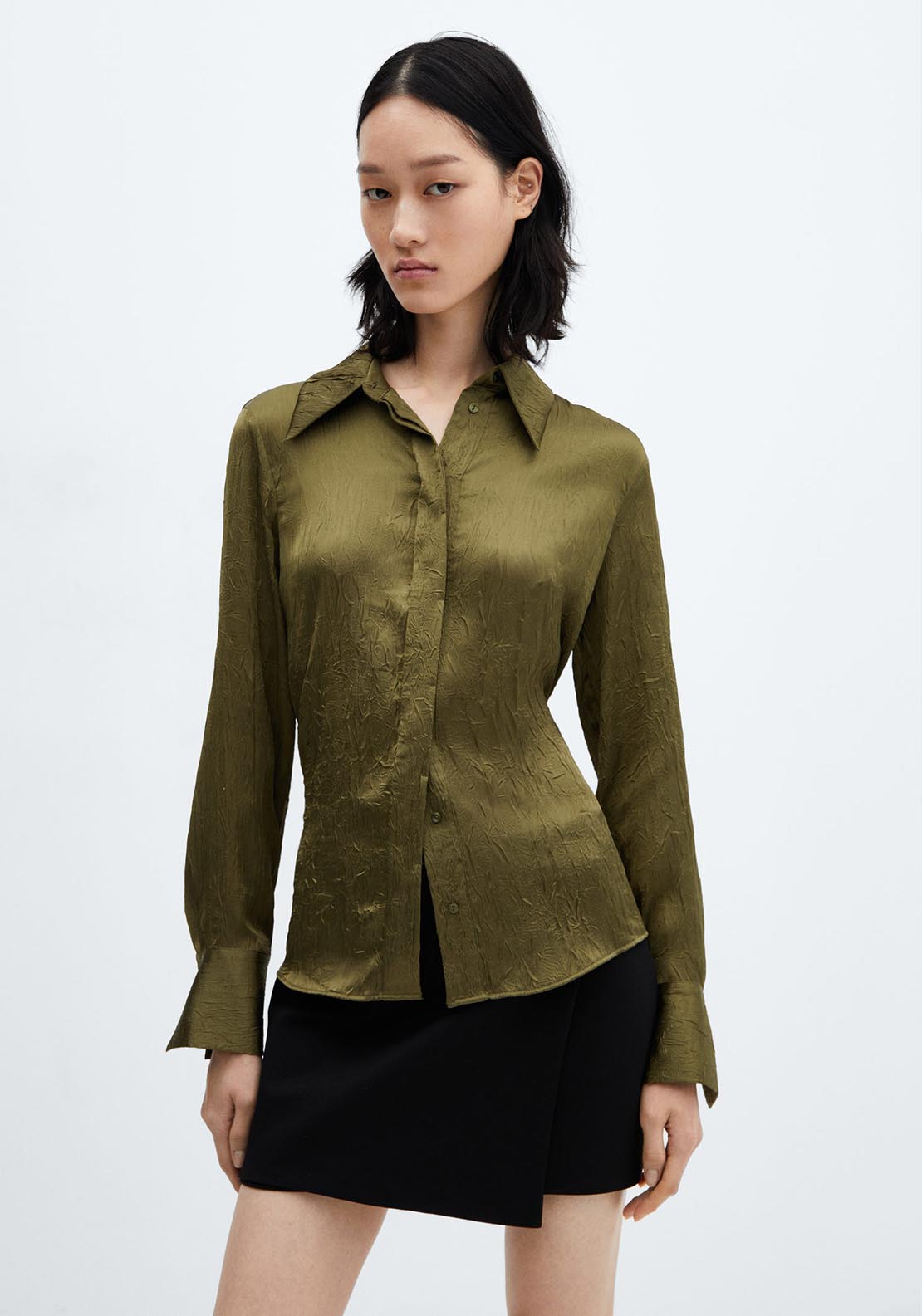 Mango Satin textured shirt 1 Shaws Department Stores