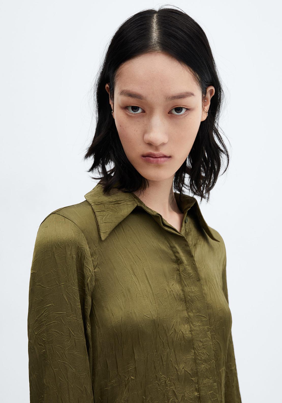 Mango Satin textured shirt 5 Shaws Department Stores