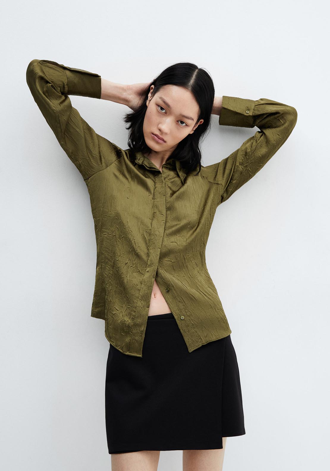 Mango Satin textured shirt 2 Shaws Department Stores