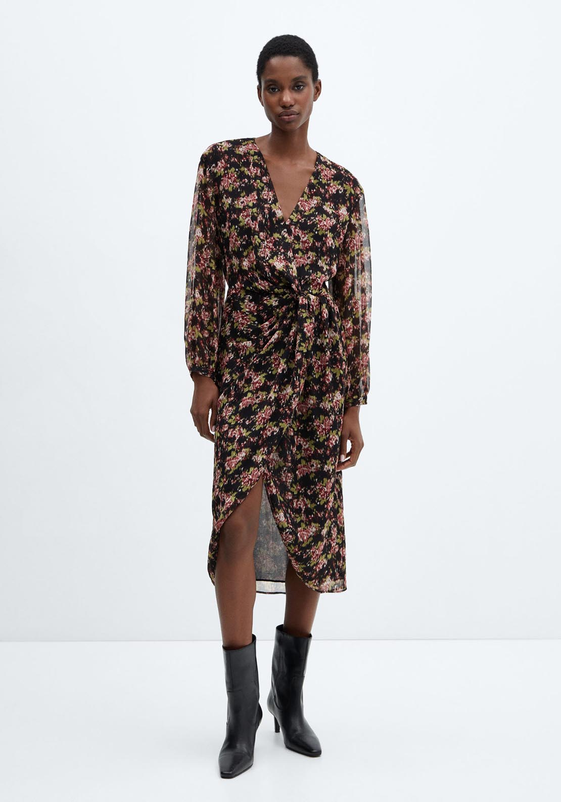 Mango Knot print dress 1 Shaws Department Stores