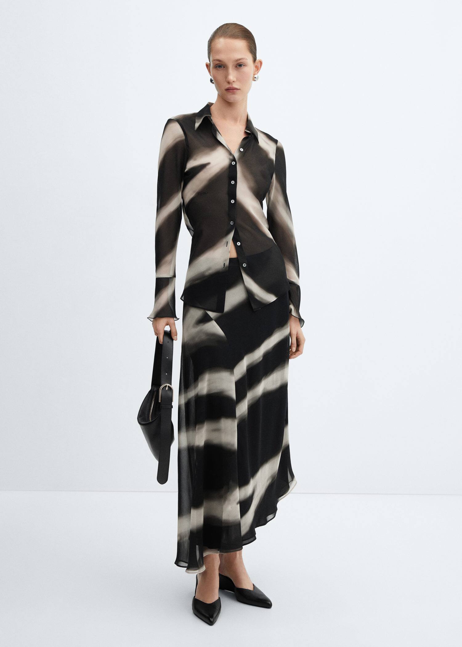 Mango Asymetrical printed skirt 1 Shaws Department Stores