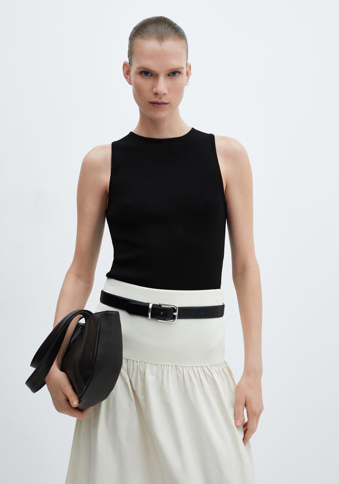 Mango Knitted top with wide straps 1 Shaws Department Stores