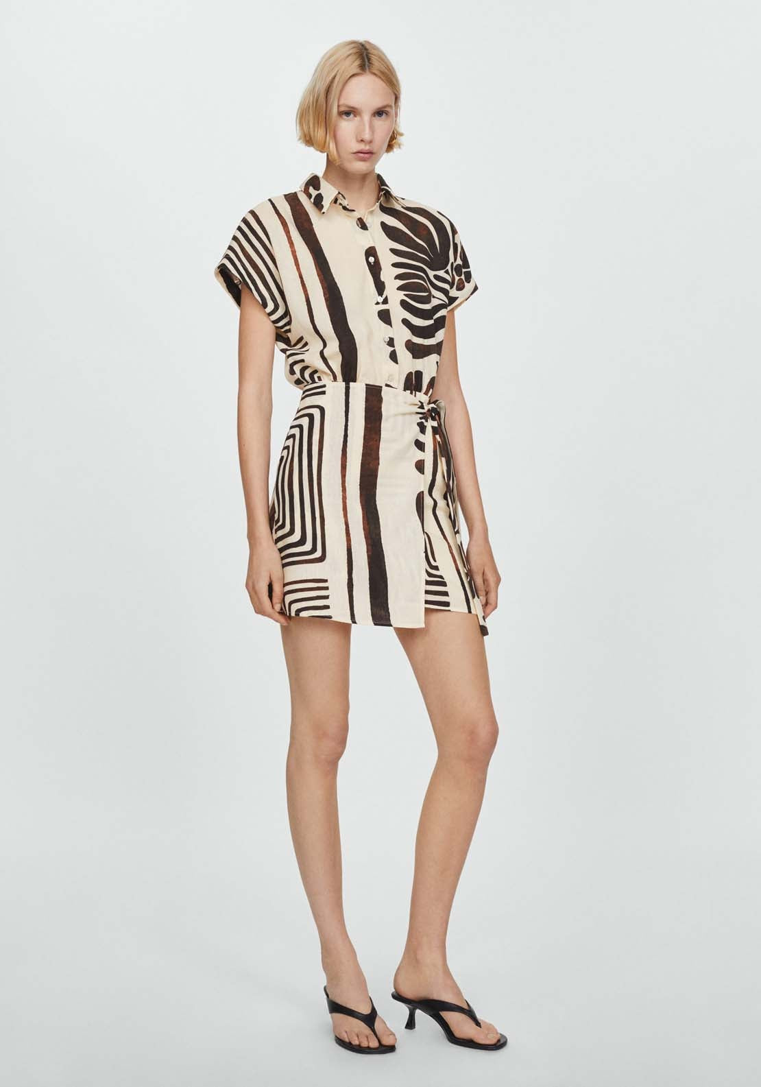 Mango Printed cross shirt dress 1 Shaws Department Stores
