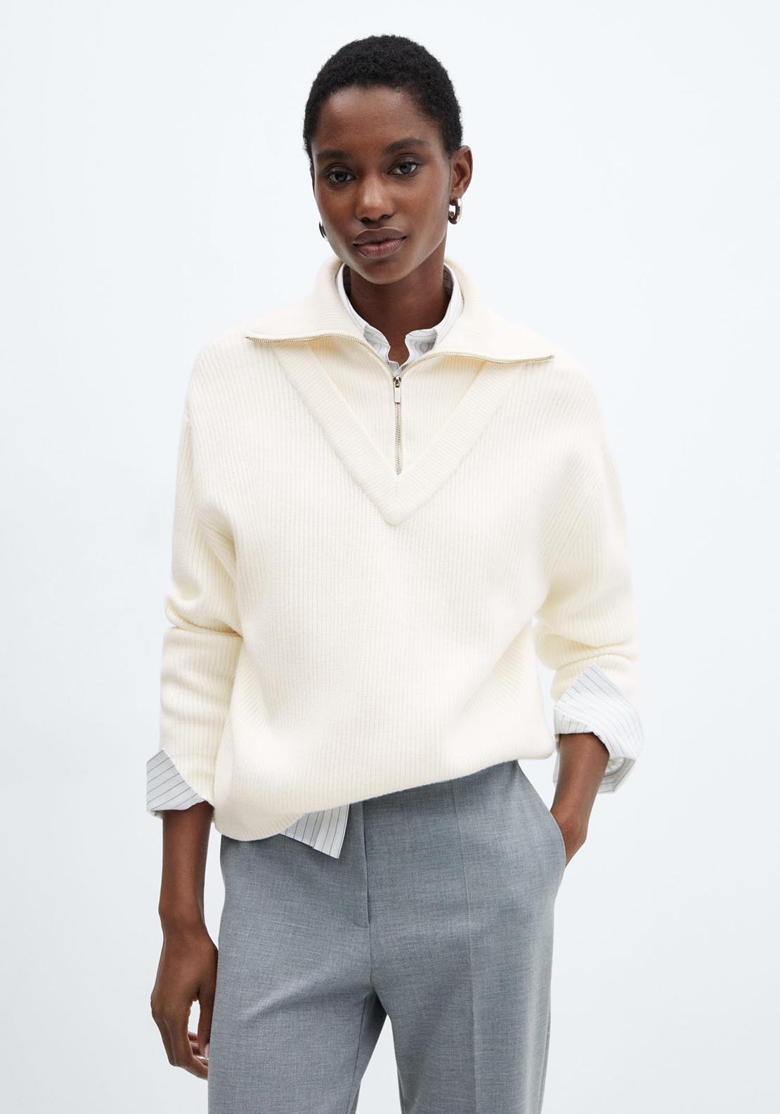 Mango Zip neck jumper 1 Shaws Department Stores