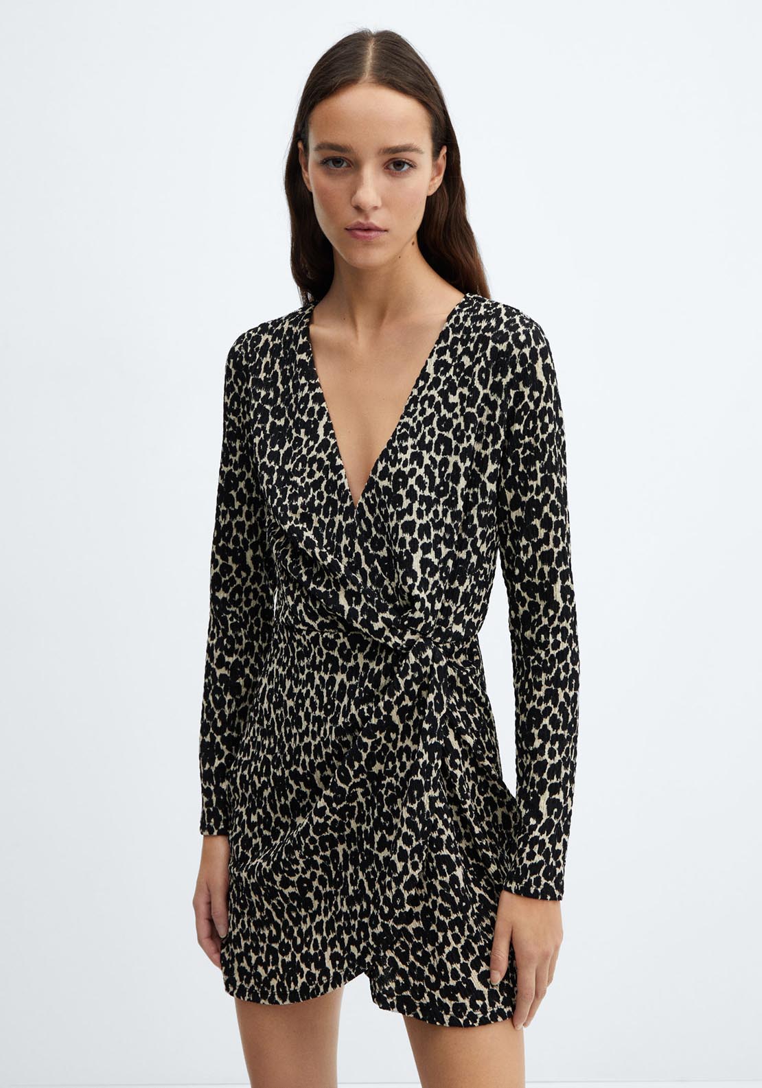 Mango leopard wrap dress best sale