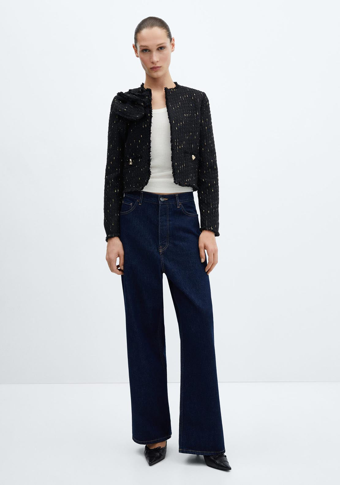 Mango Knotted tweed jacket 3 Shaws Department Stores