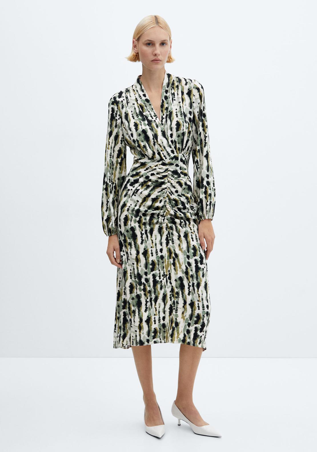 flowy sleeves wedding dress Printed dress with openings – Shaws main image 1