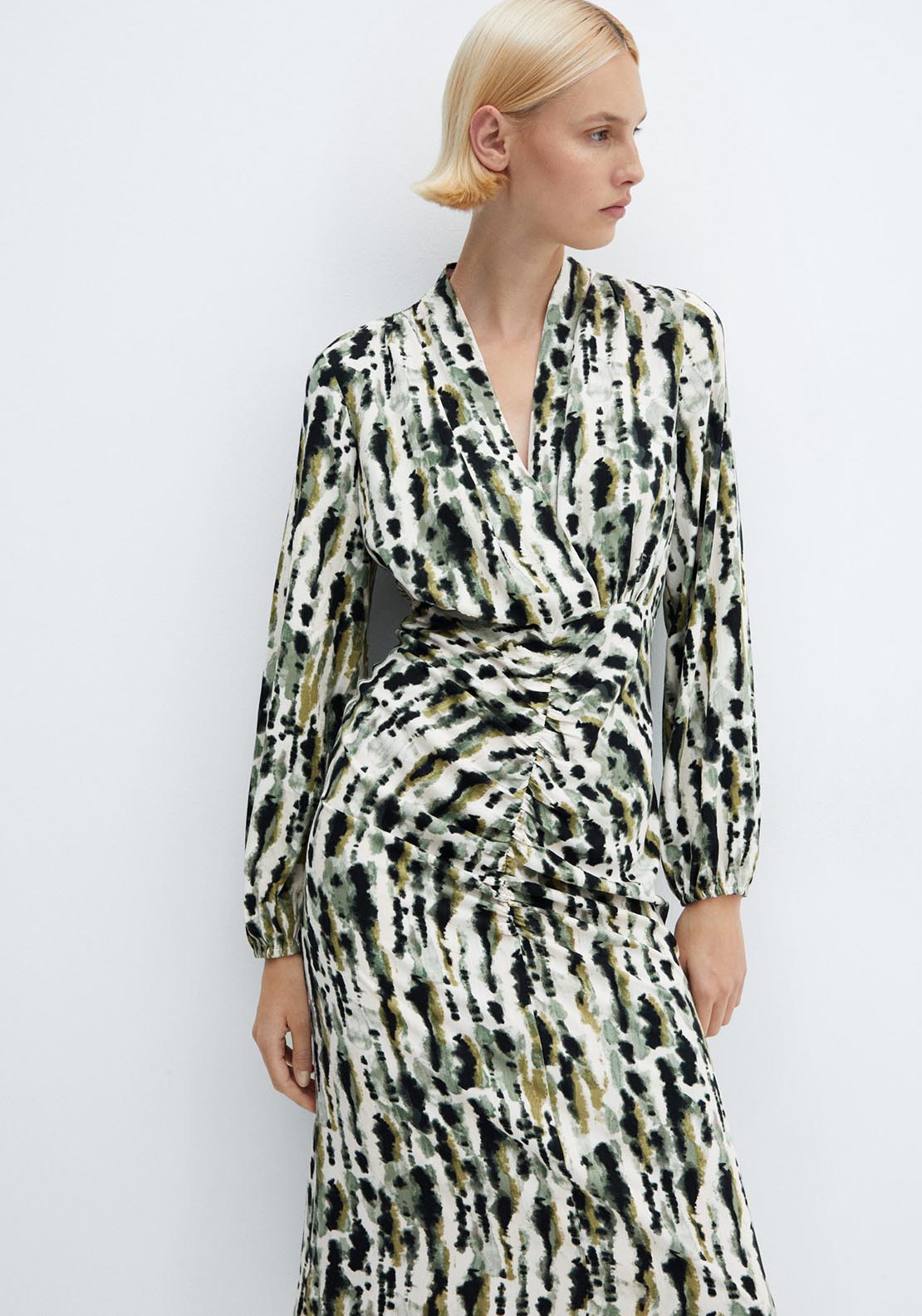 Mango Printed dress with ruffled detail 2 Shaws Department Stores