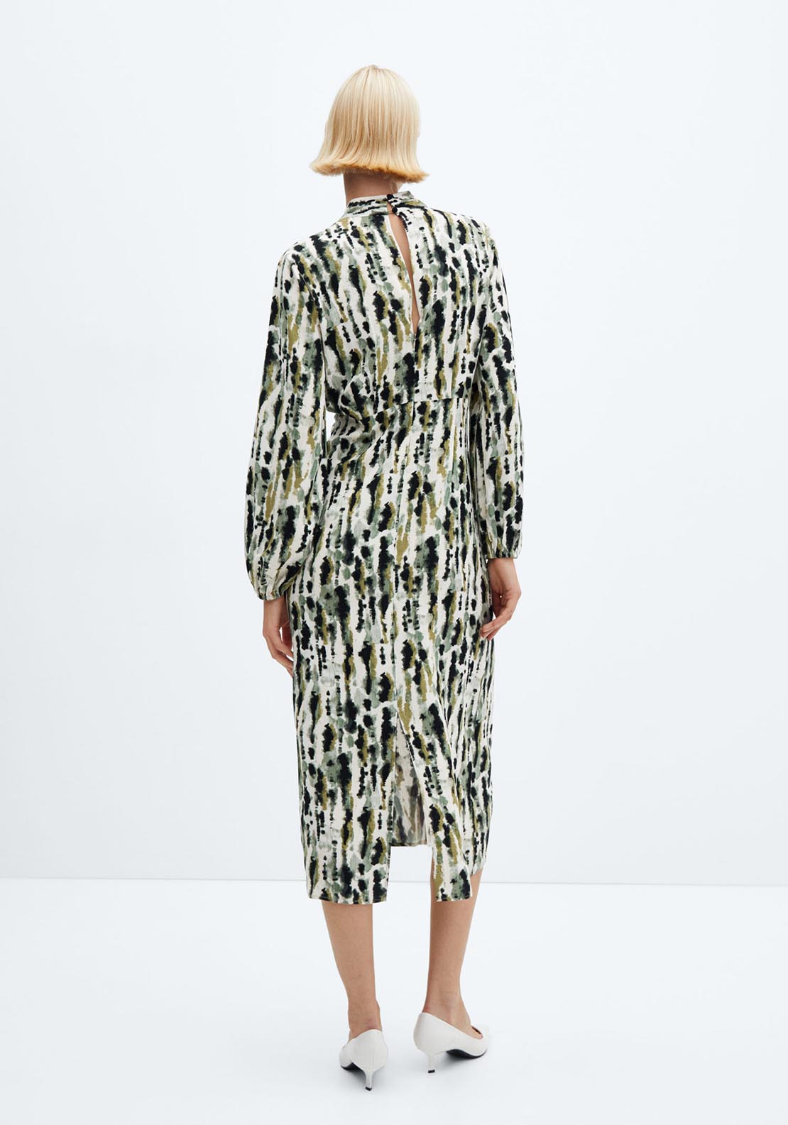 Mango Printed dress with ruffled detail 3 Shaws Department Stores