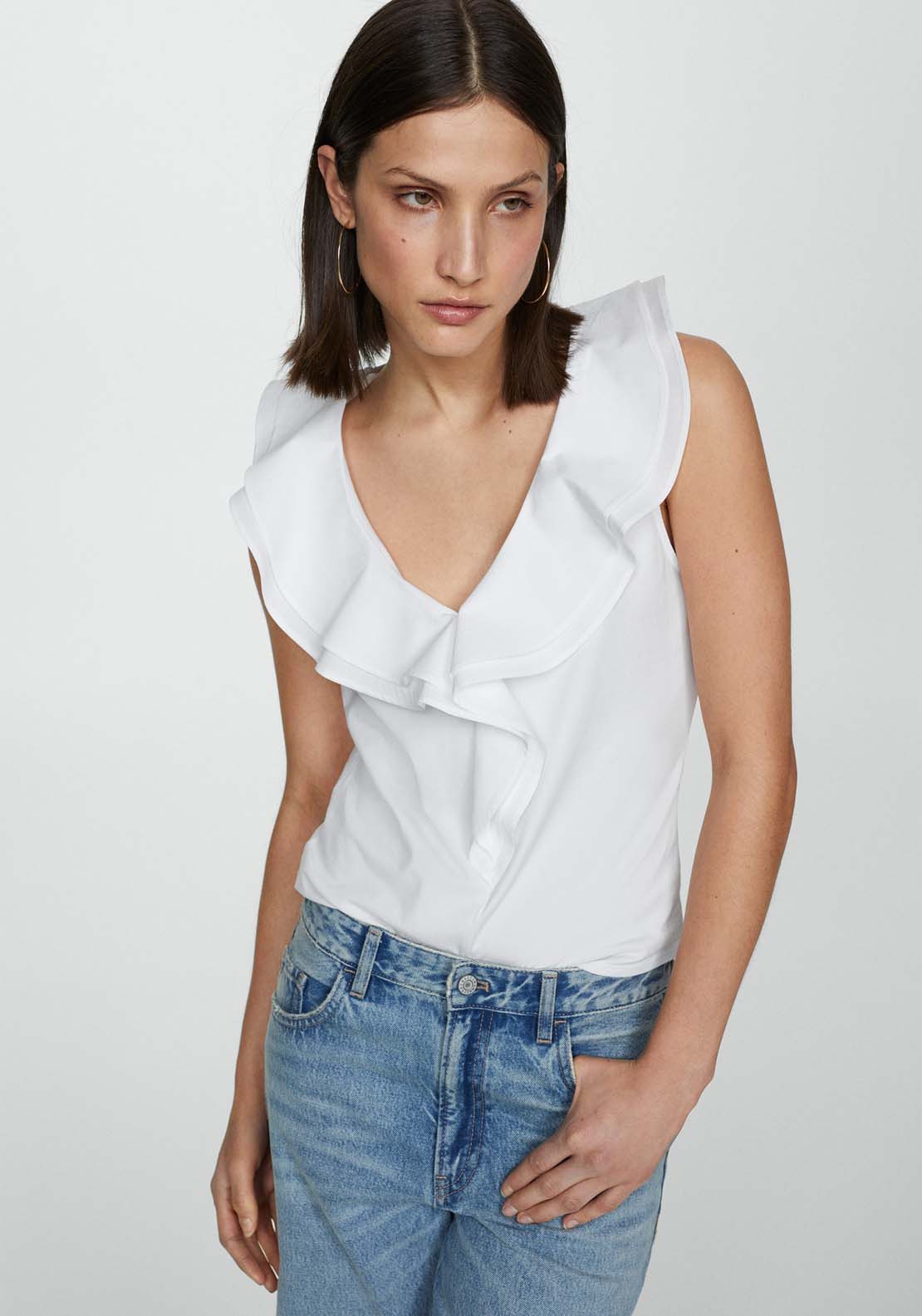 Mango Ruffled cotton top 1 Shaws Department Stores