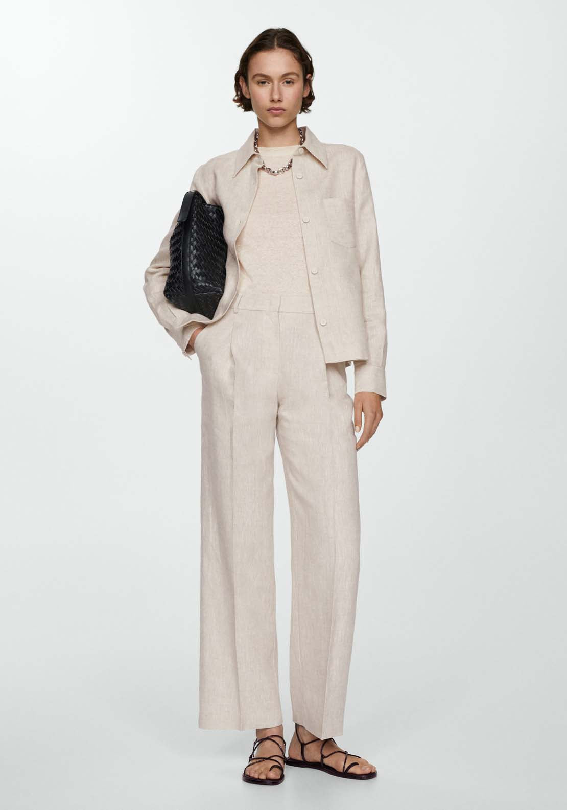 Mango Straight linen-blend trousers 3 Shaws Department Stores