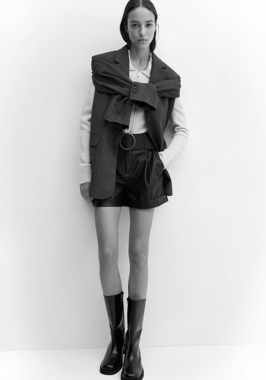 Mango Leather effect belt shorts 7 Shaws Department Stores