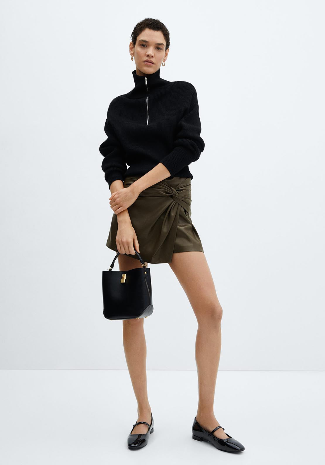 Mango Leather-effect culottes 4 Shaws Department Stores