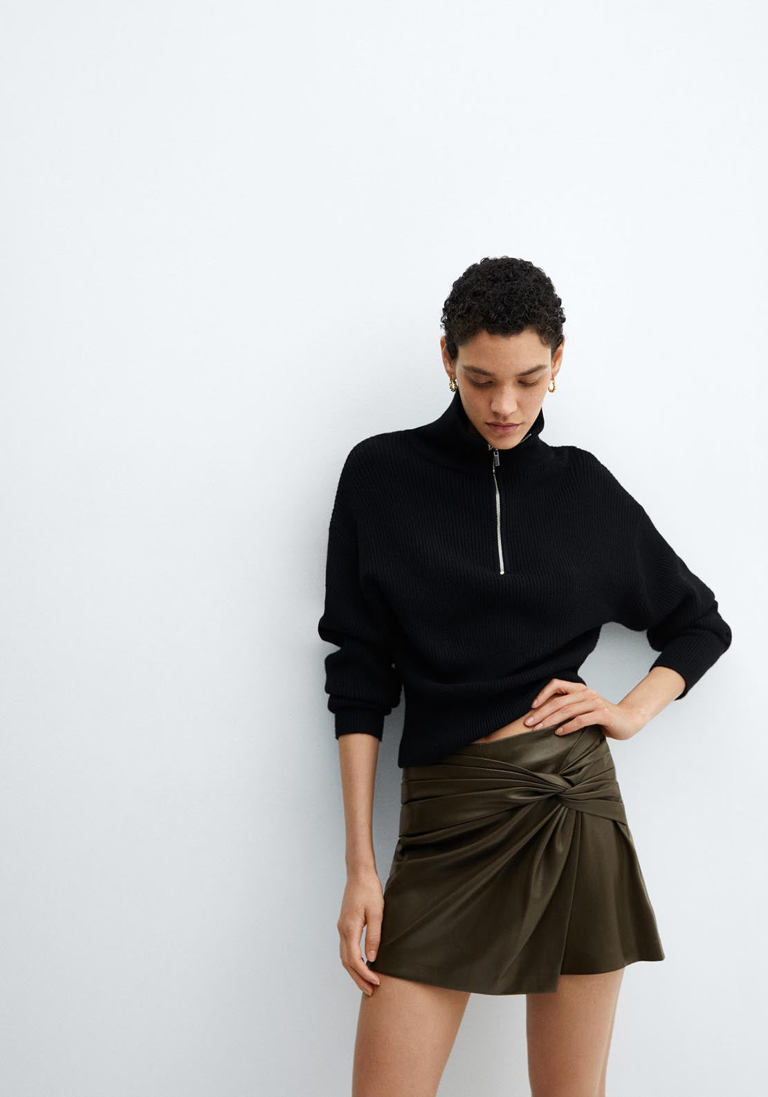 Mango Leather-effect culottes 1 Shaws Department Stores