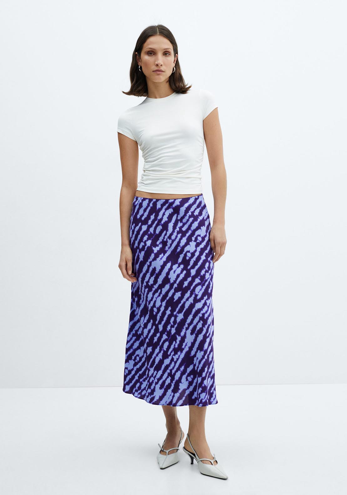 Mango Printed satin skirt 1 Shaws Department Stores