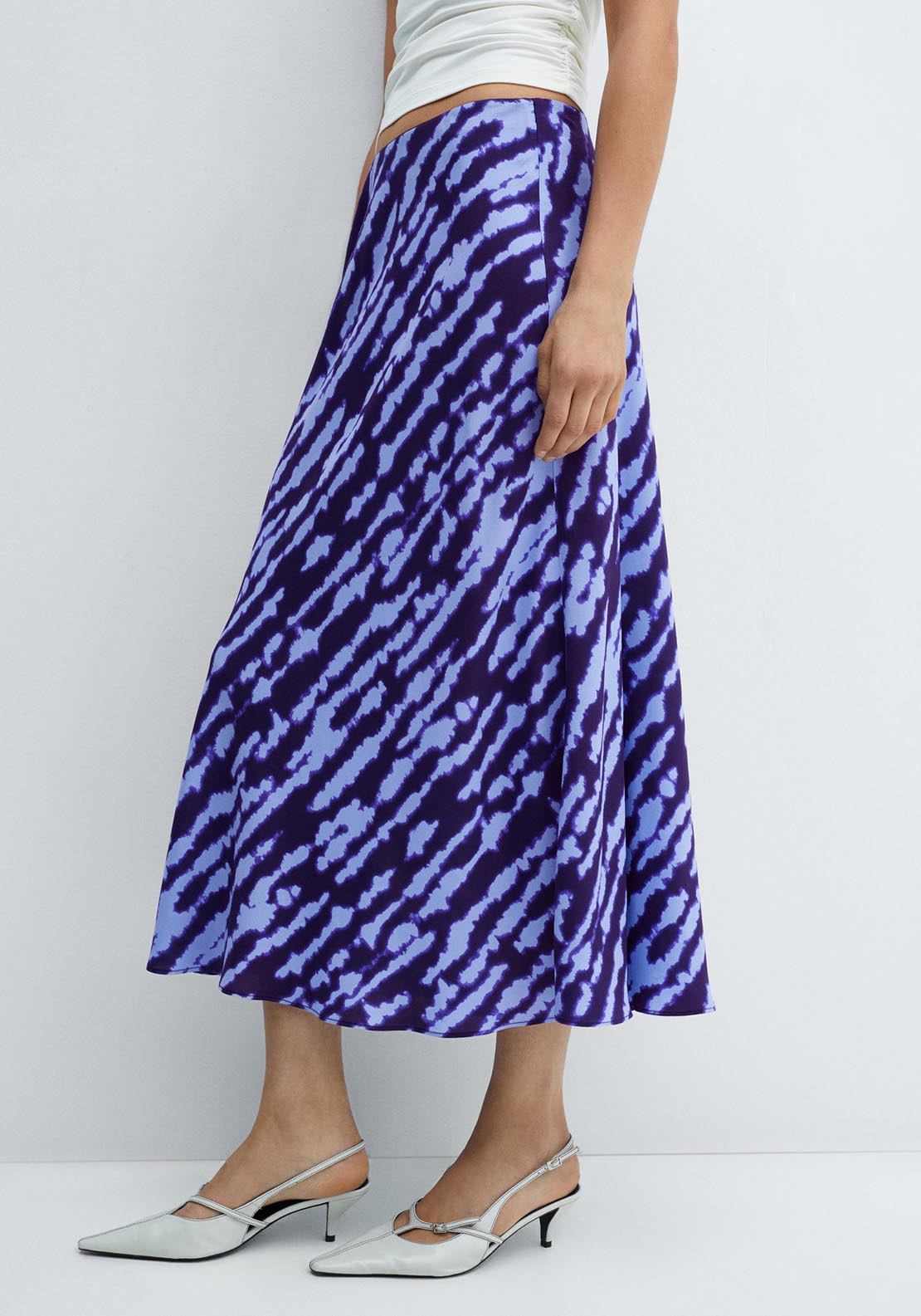 Mango Printed satin skirt 2 Shaws Department Stores