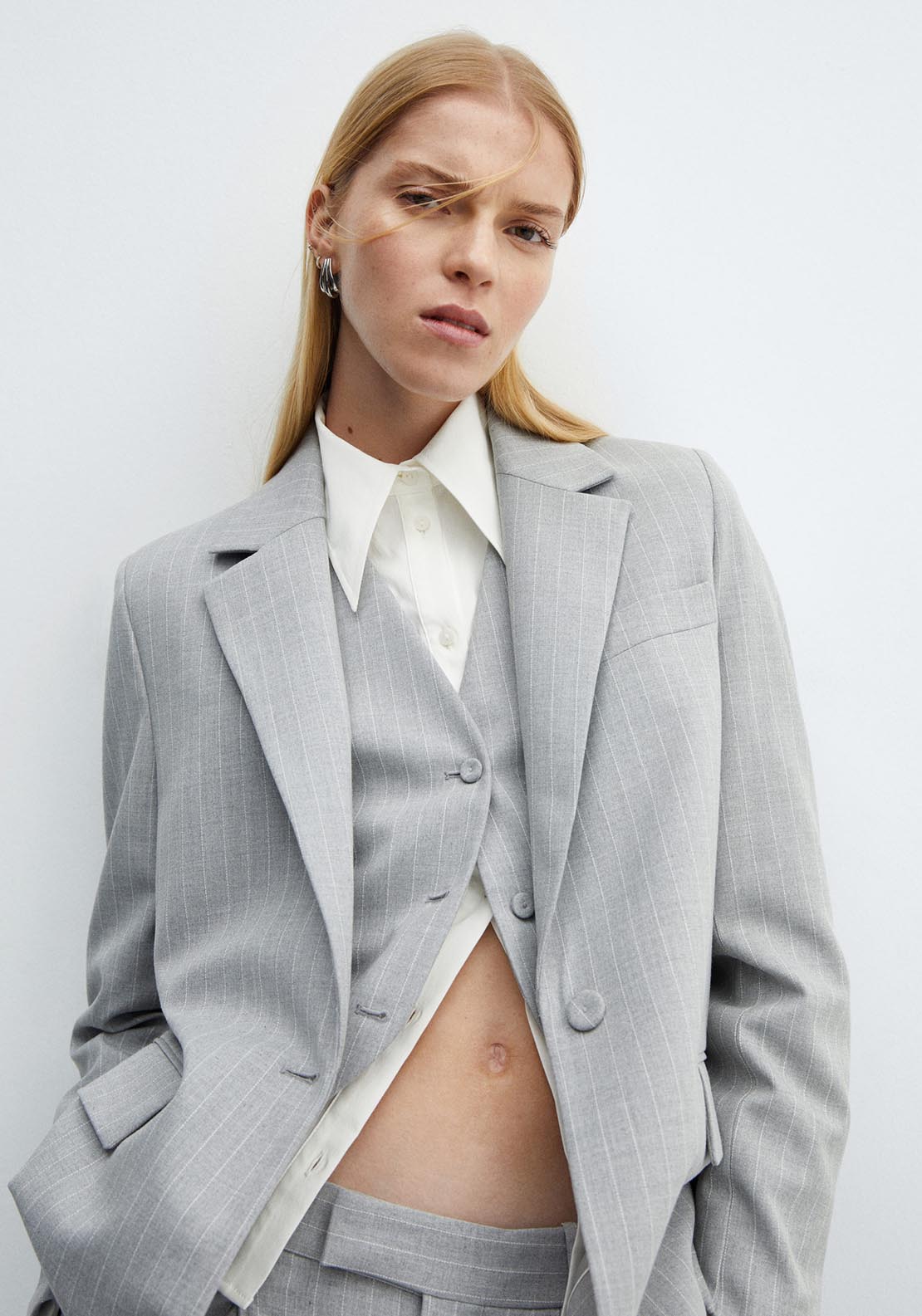 Mango Pinstripe suit blazer 1 Shaws Department Stores