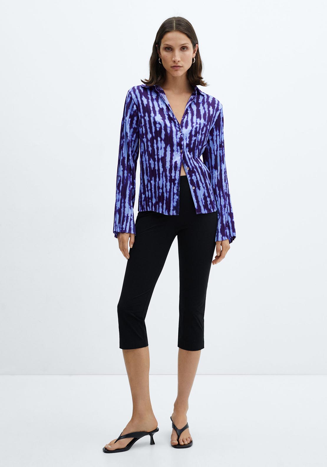 Mango Printed shirred shirt 2 Shaws Department Stores