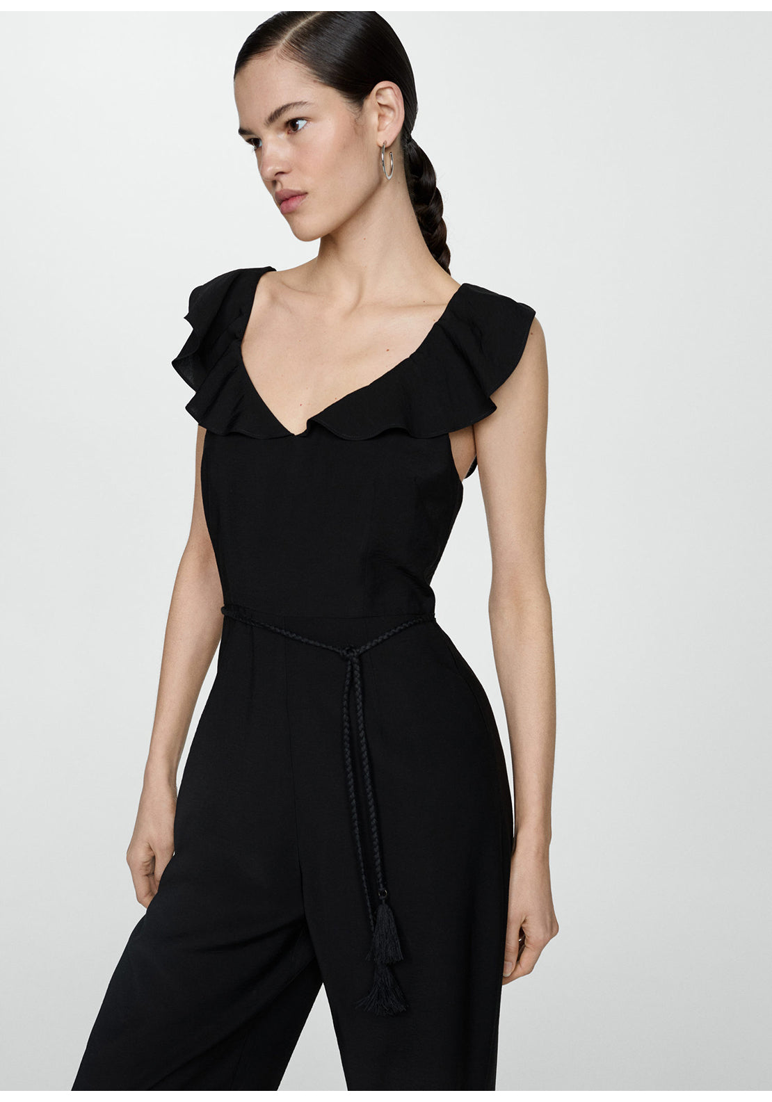 Mango Long jumpsuit with tassel belt 4 Shaws Department Stores