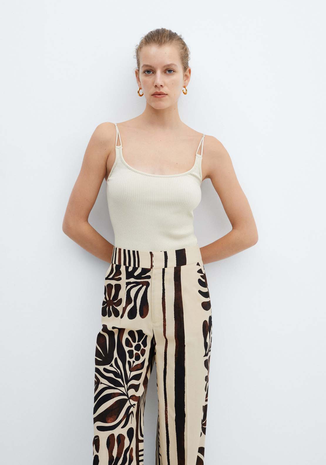 Mango Printed cotton trousers 4 Shaws Department Stores