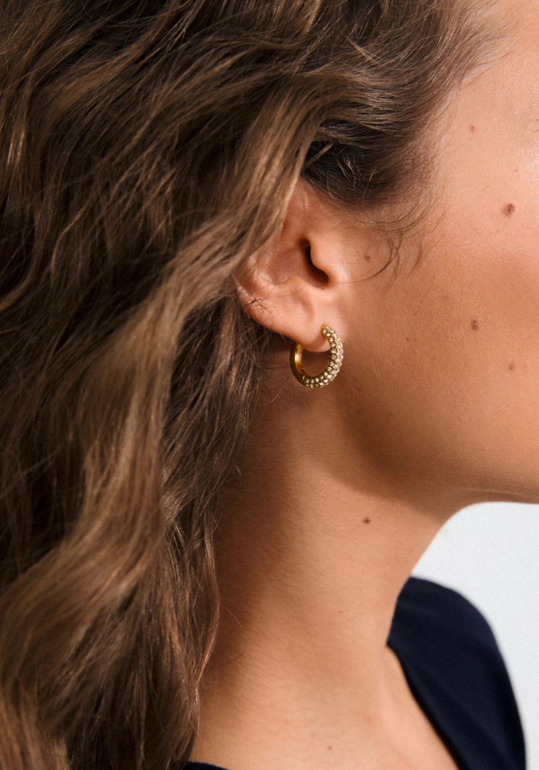 Tatum Gold Plated Medium Hoop Earrings - Gold