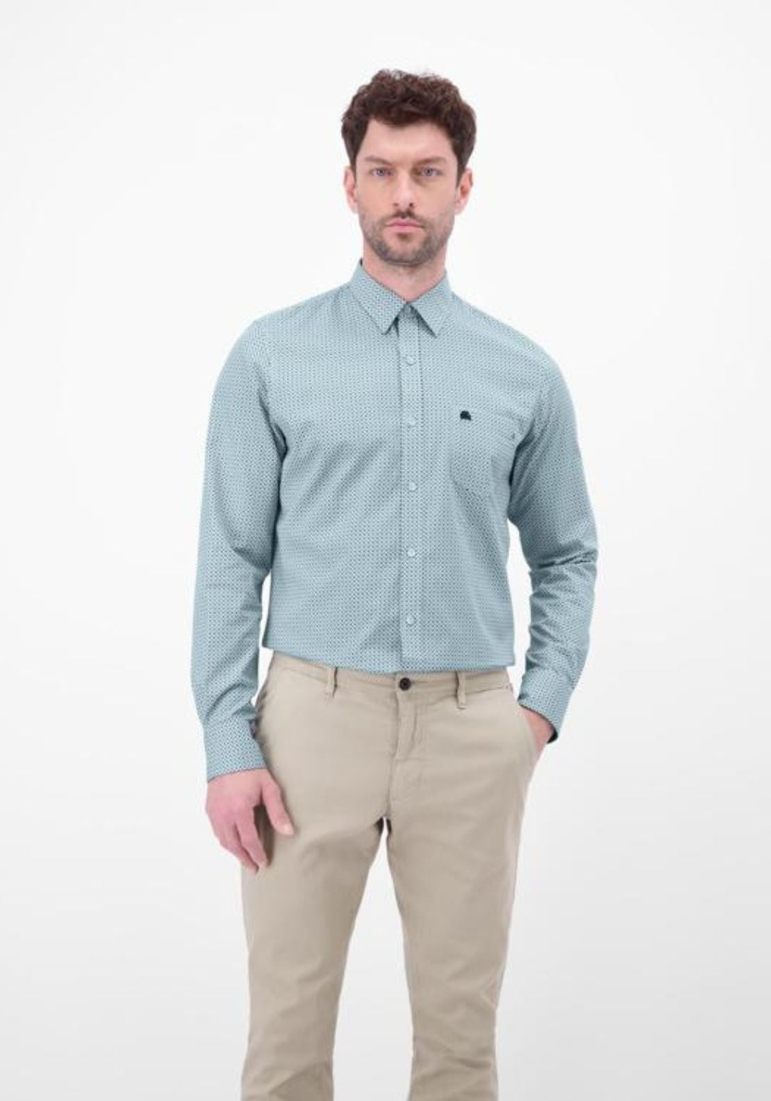 Lerros Printed Long Sleeve Shirt - Ice Blue 1 Shaws Department Stores