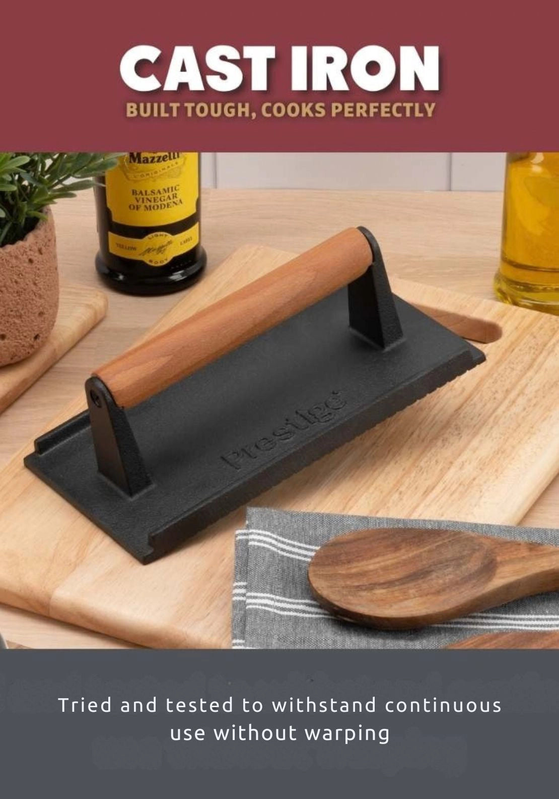Cast Iron Grill Press - Black