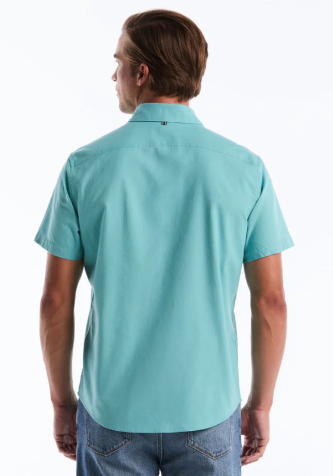 Penguin Short Sleeve Oxford Shirt - 428 Aquarelle 2 Shaws Department Stores
