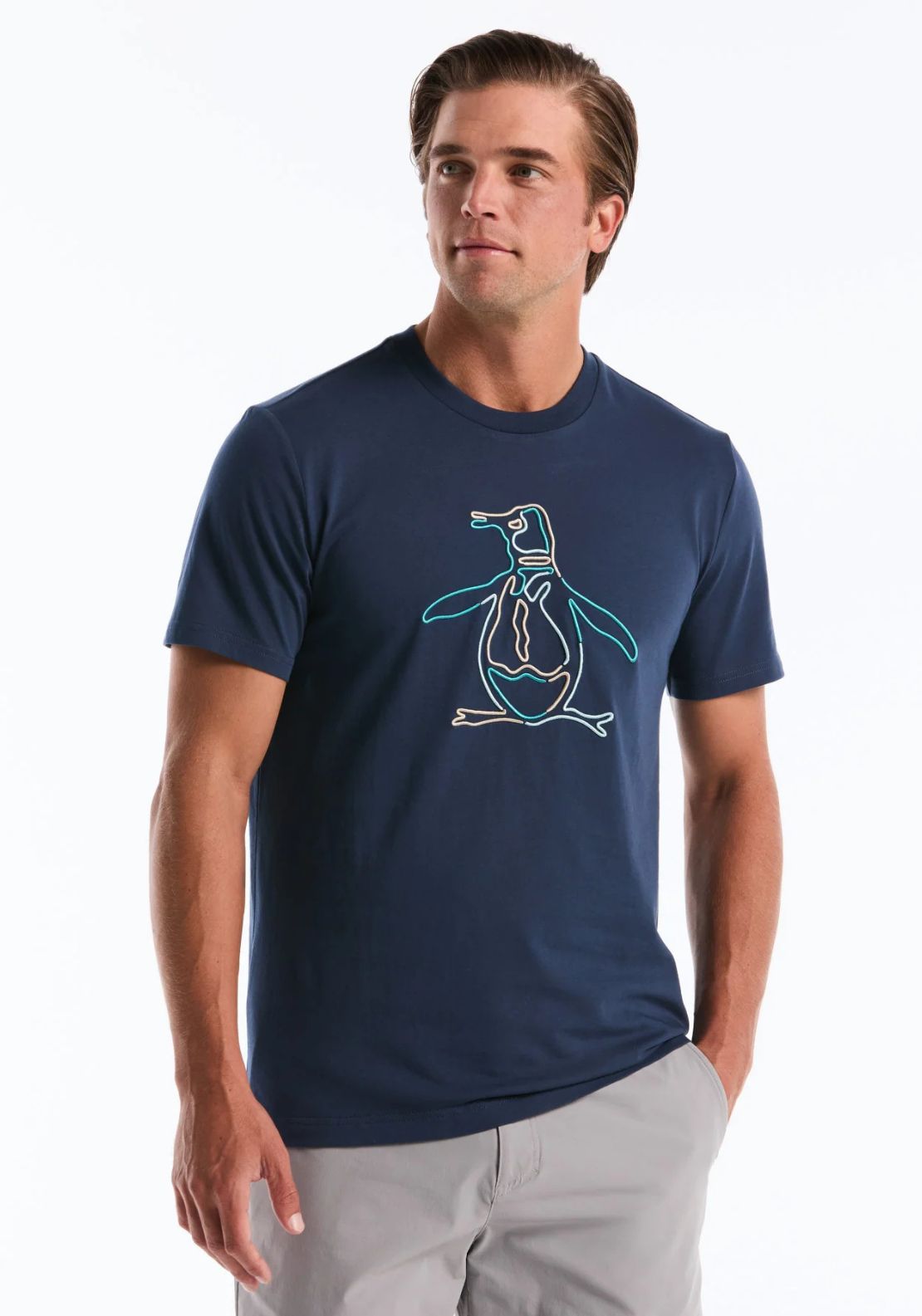 Penguin Outline Pete Graphic T-Shirt - 485 Sargasso Sea 1 Shaws Department Stores