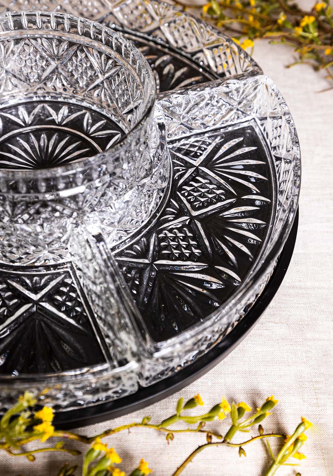 Killarney Crystal Trinity Lazy Susan Serving Set 4 Shaws Department Stores
