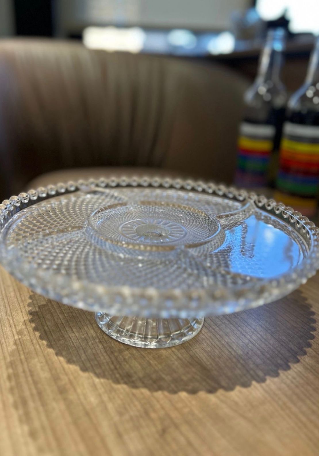 Killarney Crystal Muckross Round Divided Footed Platter - Clear 2 Shaws Department Stores