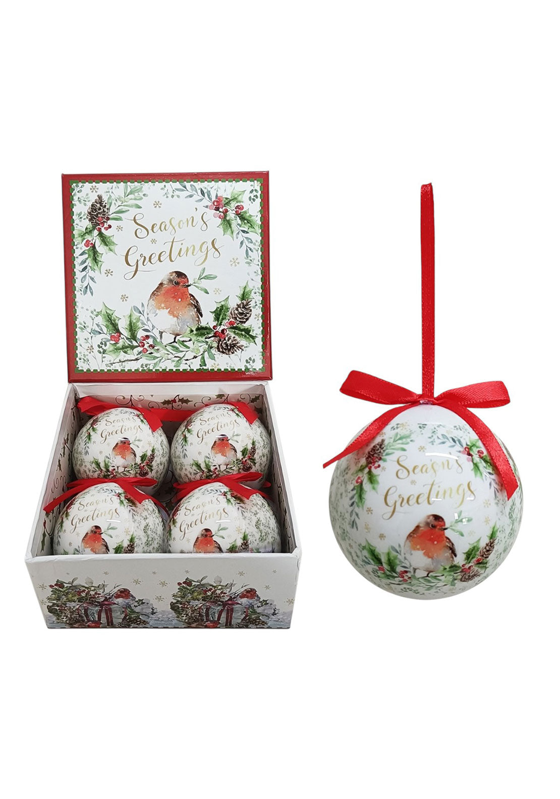 The Home Christmas Robin Baubles Set of 4 - Multi 1 Shaws Department Stores