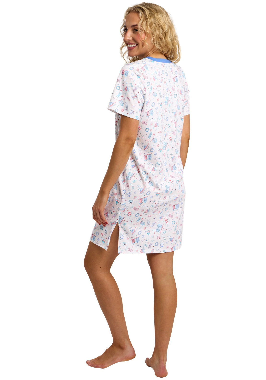 Indigo Sky 100% Cotton Beach Print Nightdress - Multi 2 Shaws Department Stores