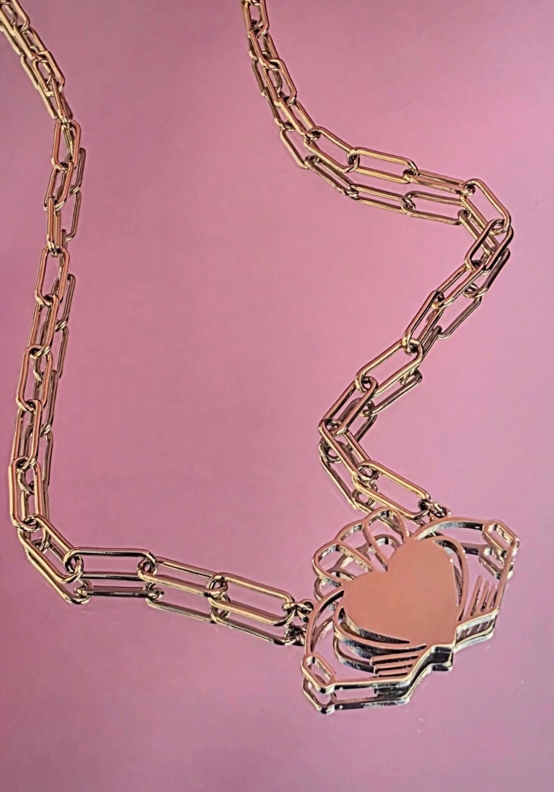 Don’t Kill My Vibe Heart Strong Claddagh Necklace - Gold 1 Shaws Department Stores